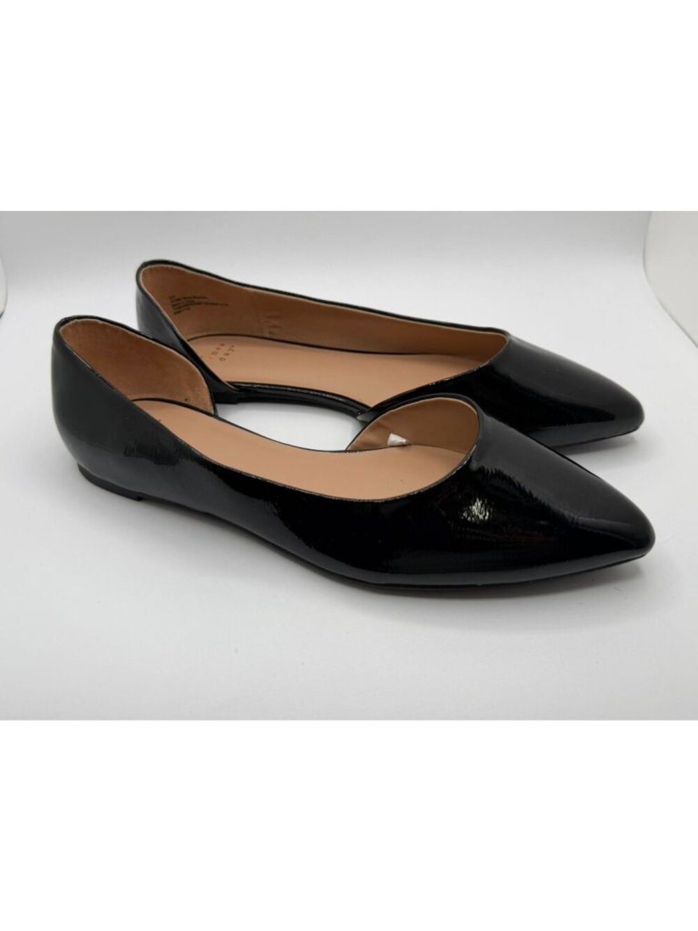 A New Day D'orsay Ballet Flats Women Size 9W Black Patent Leather Chic Shoes